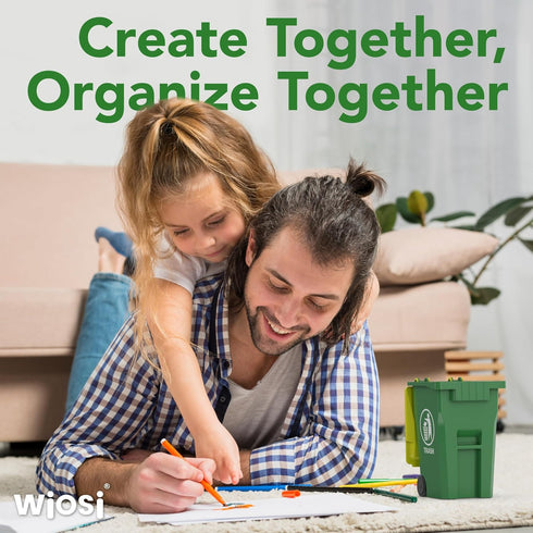 Wiosi Mini Garbage Trash Pen Holder for Desk, Pack of 2, Blue & Green, Tiny Recycle Bin Pencil Holder | Storage for Pencils & Pens | Office Statio...