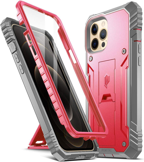 Poetic Revolution Series for iPhone 12 Pro Max 6.7 inch Case, Full-Body Rugged Dual-Layer Shockproof Protective Cover with Kickstand and Built-in-...