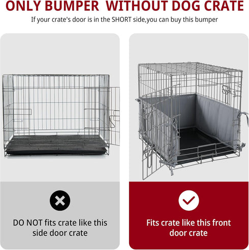 Dog Crate Bumper for Front Door Crate (Bumper Only, Without Crate), Soft Dog Kennel Protector Cover with Ties, Grey Dog Crate Pad Accessories for ...