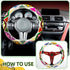 Geelin 3 Pcs Crochet Steering Wheel Cover with Crochet Belt Cover Boho Floral Crochet Car Steering Wheel Cover Handmade Seat Belt Shoulder Cover P...