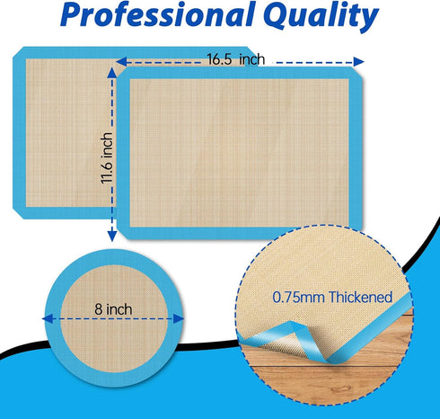 UBeesize 3 Pack Silicone Baking Mats, Non-Stick Oven Liners, Reusable Food Safe Cookie Sheets For Baking, Warp Resistant & Heavy Duty Bakeware Mat...