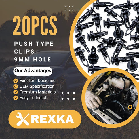 Rexka 20pcs Fender Liner Bumper Cover Grille Retainer Clips Compatible with Toyota Lexus 52161-16010 52161-02020...