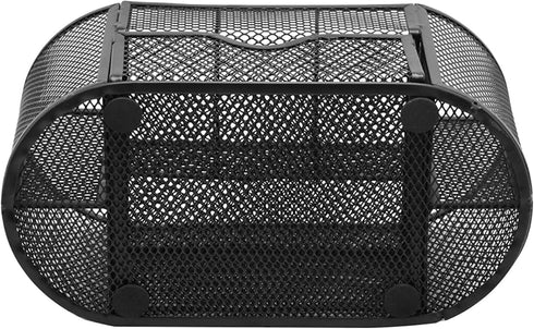 Silver Mesh Pen Holder and Organizer Office Supplies with 9 Compartments, Desktop Organizer with Drawer, Metal Pen Holder for Desk, ?9.25" x 4.53"...