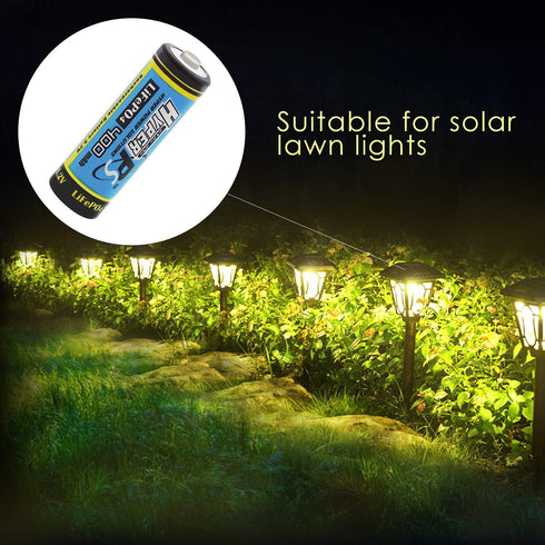(8-Pack) HyperPS 3.2V LiFePo4 14430 (14 x 43mm) 400mAh Rechargeable Battery for Solar Panel Light, Tooth Brush, Shaver, Flashlight...