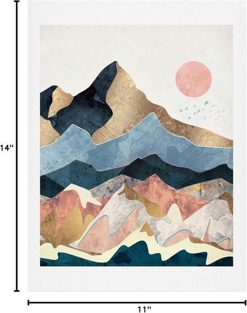 Society6 SpaceFrogDesigns Golden Peaks Art Print, 11 in x 14 in, Multi...