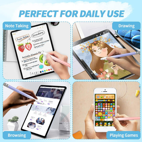 Universal Stylus Pens for Touch Screens (2 Pcs), High Sensitivity Fiber Tips, Compatible with Apple/iPhone/iPad/iOS/Android/Samsung Tablets and Al...