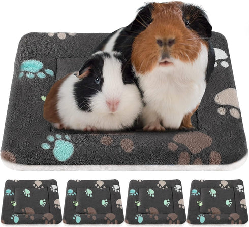 4 Pack Ultra Soft Dog Cat Bed Mat with Cute Prints Reversible Fleece Dog Crate Kennel Pad Cozy Washable Thickened Hamster Guinea Pig Bed Pet Bed M...