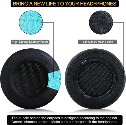 Upgraded Replacement Ear Pads Cushion for Corsair Virtuoso RGB Wireless SE XT Gaming Headset, Premium Fabric, Softer Memory Foam, Added Thickness ...