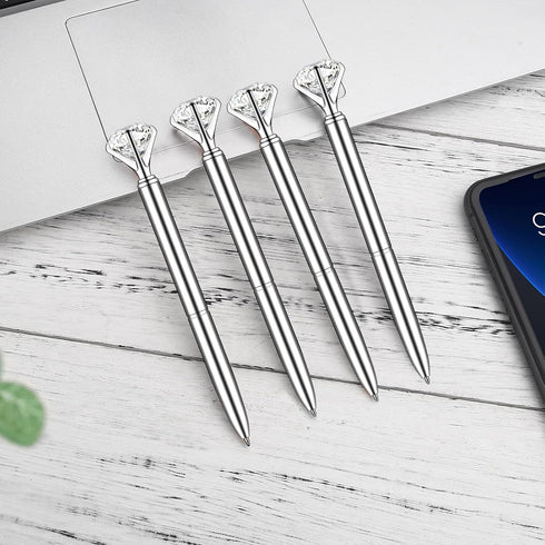 PASISIBICK 20 Silver Diamond Pens Cute Beautiful Ballpoint Pens for Women Wedding Coworkers Crystal Gifts(20 PCS)...