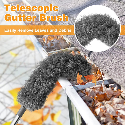 Gutter Cleaning Brush Roofing Tool with Telescopic Extendable Telescopic Pole 8.6ft Guard Cleaner Tool Easy Remove Leaves and Debris from The Grou...