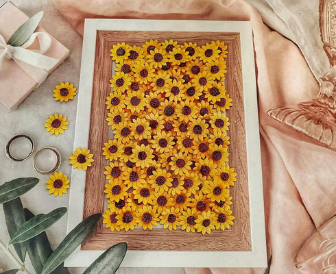 Sunflowers Heads Mulberry Paper Flower Yellow Sunflower with Brown Centre Miniature Flowers DIY Crafts Projects Scrapbooking Embellishments Weddin...