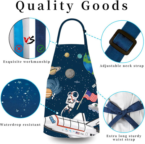 Kids Apron for Boys, Unisex Apron With Adjustable Neck strap, Kitchen Bib Apron for Cooking Painting Baking...