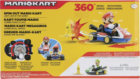 Super Mario Spin Out MarioKart Mario Racer Vehicle with 360 Spins, Wind Up and Go! includes One 2.5” Mario Action Figure...