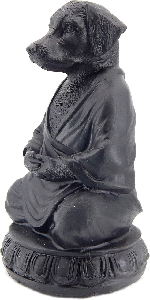 Bellaa 29608 Meditating Dog Statue Cute Zen Buddha Yoga Pose Monk Namaste Mindfulness Tranquility Peacefulness Indoor Living Room Decor Outdoor Fa...
