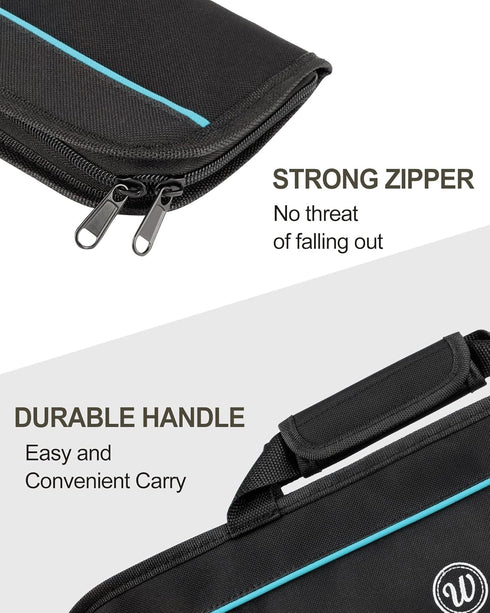 Knife Roll, 5-Pocket Chef’s Knife Roll Bag, Knife Bag, Chef Knife Case Nylon Portable Chef Carrying Travel Bag Pouch, Blue(Knives not Included)...