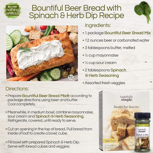 Tastefully Simple Spinach and Herb Seasoning, 1.5 Ounce...