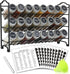 SWOMMOLY 3 Tier Spice Rack Organizer with 24 Empty Round Spice Jars, 396 Spice Labels, Funnel and Chalk Marker Complete Set, Black...