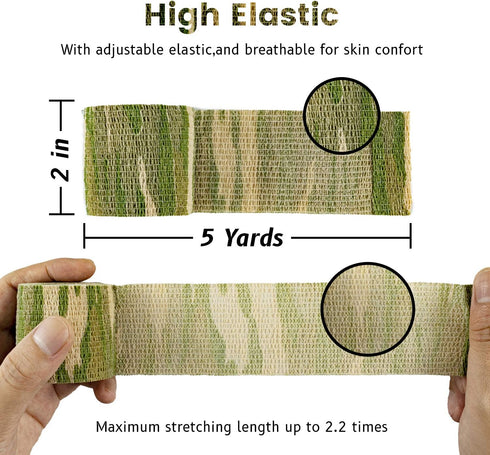 9 Rolls Self Adhesive Wrap Athletic Tape Gauze, Breathable Elastic Cohesive Bandage for Sports Injury & Pet (7 Pcs 2" x 5 Yards + 2 Pcs 1" X 5 Yar...