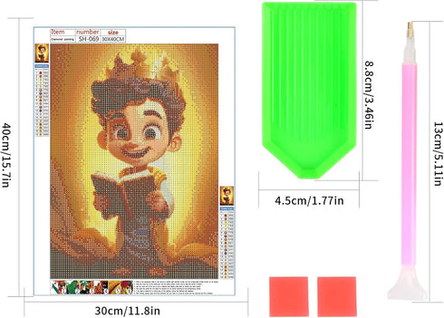 Siyurongg 5D Diamond Painting Kit, Painting by Numbers Kit - DIY Cartoon boy Theme Full Rhinestone Art Picture, Craft Supplies for Kids and Adults...