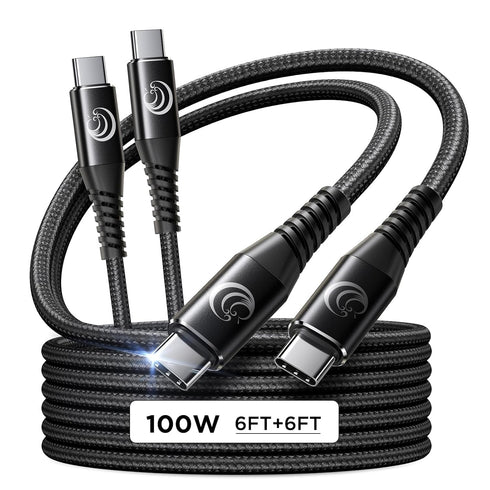 USB C to USB C Cable 100W 6FT 2Pack USBC to USBC Fast Charging Cable Braided USB C to C Charger Cord for iPhone 15/15Pro/15Plus/15 Pro Max, iPad P...