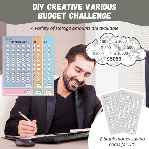 2 in 1 Money Saving Binder, A6 Budget Binder with Upgraded 24 Money Saving Trackers to Save $5050, 500, 1000, 10000 etc...