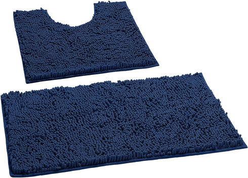 Bathroom Rugs Sets 2 Piece, Luxury Chenille Bath Mat Set, Soft Plush Anti-Slip Bath Rug + U-Shaped Toilet Mat. Microfiber Shaggy Carpet, Super Abs...
