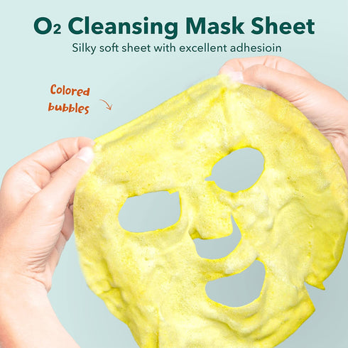 Purederm Deep Purifying Yellow O2 Bubble Mask Turmeric (5 Pack) – Bubble Face Sheet Mask for Purifying & Vitalizing...