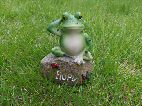 LANKER Frog Garden Statues – 3 Pack 5 Inch Frogs Sitting on Stone Sculptures Outdoor Decor Fairy Garden Ornaments...