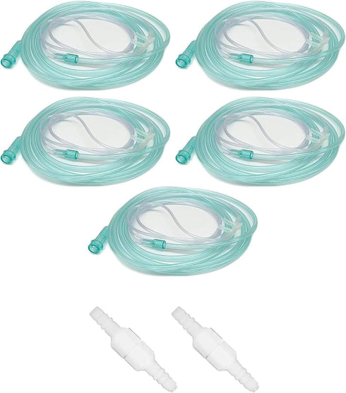 7-Piece Adult Nasal Cannula Set - 7ft Oxygen Cannulas with Standard Connectors, Includes 5 Cannulas and 2 Tubing Connectors Medical Sales Supply...