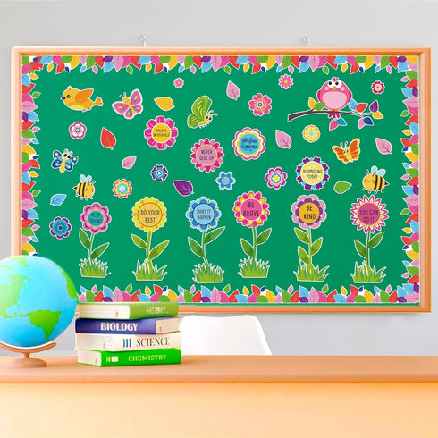 Bulletin Board Decorations Spring Flower Butterfly Affirmation Cutouts Hello Spring Bulletin Board Borders Set for Classroom School Office Decor T...