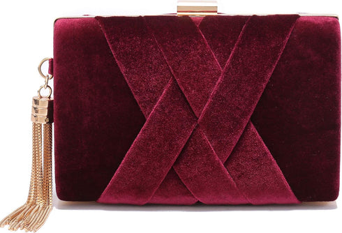 CARIEDO Women's Evening Big Handbag Clutch Velvet Fabric Bridal Purse for Wedding Prom Night Out Party...