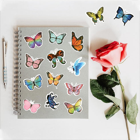 100 PCS Butterfly Stickers Pack, Colorful Lovely Waterproof Stickers for Laptop, Scrapbook, Window, Butterfly Sticker for Water Bottle, Envelope, ...