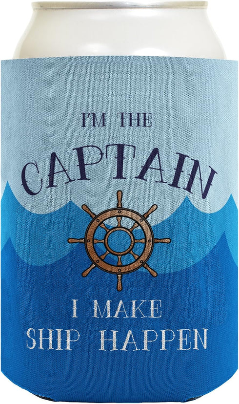 Funny Boating Gifts Captain First Mate Ship Happen Bundle 2 Pack Can Coolie Drink Coolers Coolies Waves...