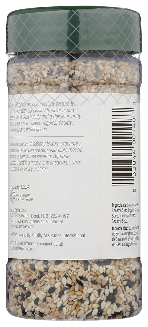Badia Organic Tri-Color Sesame Seeds 5 oz – Nutty and Crunchy Blend of White, Black & Toasted Sesame Seeds...