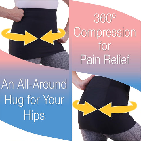 Alki Active® Hip Pain Relief Compression Band for Women - for Sciatic Nerve, Hip Flexor Strain, Torn Labrum, Arthritis, Bursitis, EDS, Fibromyalgi...