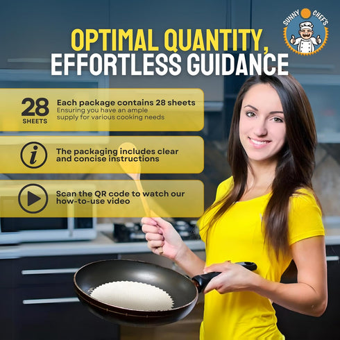 Sunny Chef's Kitchen Oil & Grease Absorbing Sheets for Cooking, 28 Sheets - Food-Grade Grease Absorber for Cooking to Remove Excess Oil from Food,...