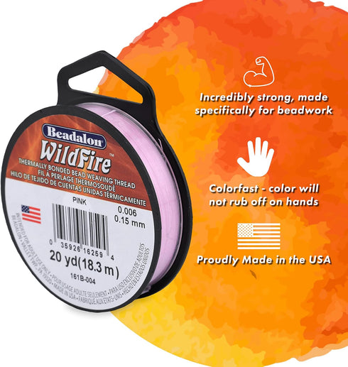 Beadalon Wildfire, 0.006 in, 0.15 mm, Break Strength 10 lb / 4.5 kg, Pink, 50 yd / 45 m...