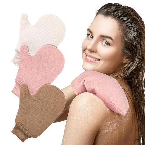 PHOGARY Exfoliating Body Scrubber Glove 3 Pack, Deep Cleaning Shower Gloves Exfoliating for Women, Exfoliating Mitt Dead Skin Remover for Body, Pr...