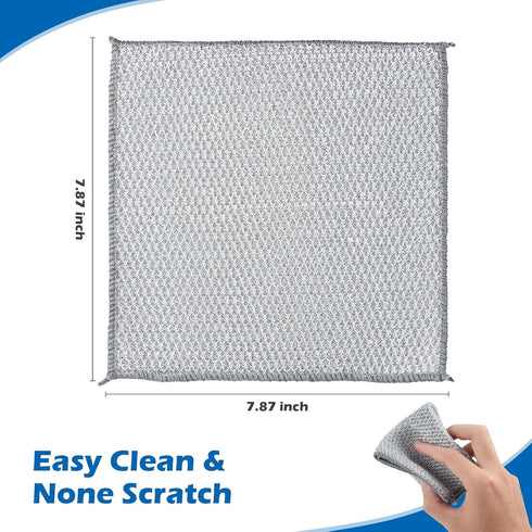 6 pcs Wire Dishwashing Rag for Wet and Dry,Non-Scratch Wire Dishcloth,Multipurpose Cleaning Pads, Time-Saver Kitchen Wipes Cleaning Cloths...