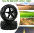 4pcs RC Buggy Tires 12mm Hex Wheels and Tires for 1/10 Scale Buggy RC Off Road Vehicle Tyres with Locking Nuts Washers and Wrench Spare Parts Repl...