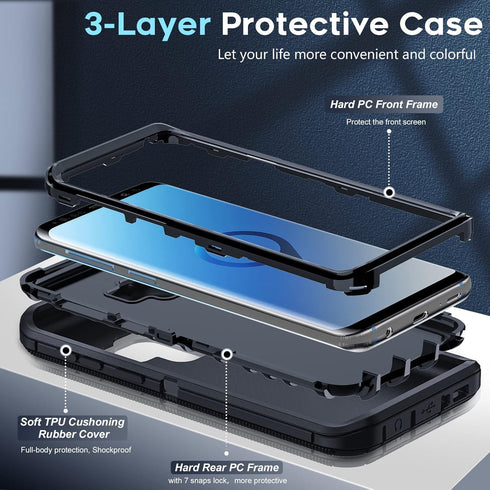 LeYi for Samsung Galaxy S9 Case: Samsung S9 Case, 3 in 1 Full Body Shockproof Rubber Dustproof Defender Protection Protection Case Samsung Galaxy ...