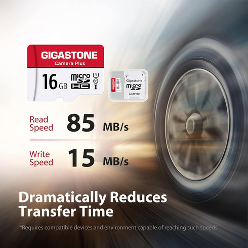 Gigastone 16GB Memory Card Pack of 2 Cards, Camera Plus Series, Speed Up to 85MB/s. Ideal for Full HD Video Gopro Camera Drone, U1 C10 Micro SDHC ...