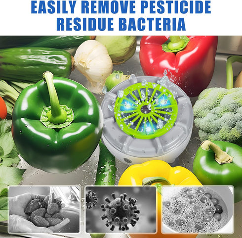 Fruit and Vegetable Cleaning Machine, Fruit Cleaner Device, Portable Food Purifier with USB Charging Base for Cleaning Fruits, Vegetables, Meat...