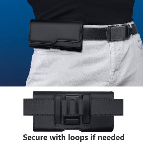 Holster for iPhone 15 Pro Max, 14 Plus, 13 Max, 12 Max, 11 Max, Xs Max, 8 Plus Leather Cell Phone Belt Holder Case with Belt Clip Pouch Carry Cove...
