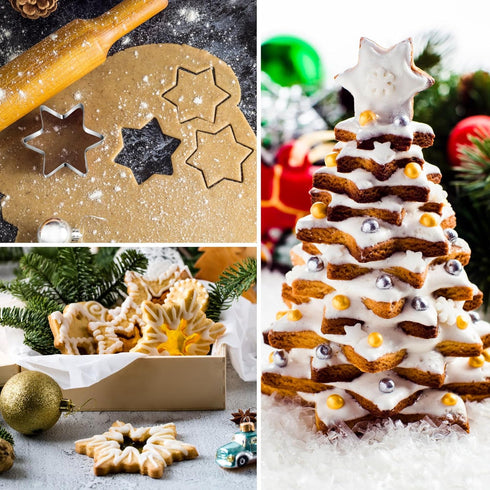 Six-pointed Stars Cookie Cutter Sandwich Cutters for Lunchbox Fruit Cutters Vegetable Cutters for Baking DIY X‘mas Birthday Party Decor, Pack of 5...