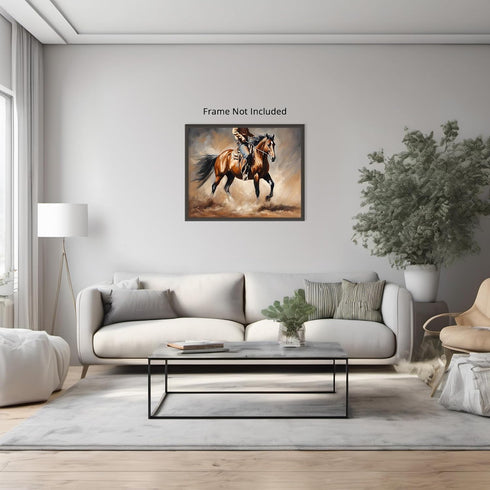 Posterizer 1 pcs- Cowboy riding a brown horse print-Art for Animal Lovers- Gift for Men Women Entrepreneur Teens-decor for Bedroom, Office, Living...