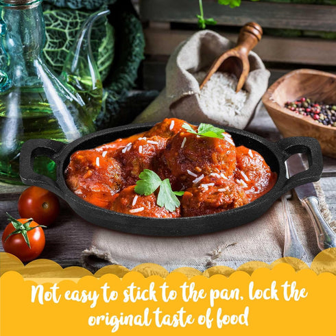 Uiifan 1 Piece Mini Cast Iron Skillet 6 x 3.8'' Small Oval Skillets Cast Iron Cookware Set 8 oz Single Serve Dish Pans Mini Casserole Dish for Bak...