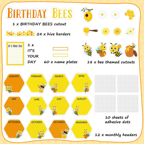 127Pcs Bee Birthday Bulletin Board Set Birthday Bee Hive Decorations Honeycomb Cutouts Birthday Classroom Bulletin Board Bee Bulletin Board Birthd...