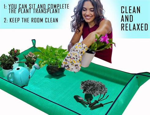 Extra Large Plant Repotting Mat,Thickened Waterproof for Indoor Plant Transplanting and Mess Control,Foldable Succulent Portable Gardening Mat (43...