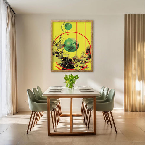 Posterizer 1 pcs-abstract surreal buildings and planets collage-Abstract & Modern Art-Floral & Botanical Art-Gift for Art Lovers- UNFRAMED Wall Ar...